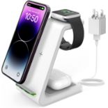 RRP £39.99 GEEKERA Wireless Charger, 3 in 1 Wireless Charging Station for iPhone, Phone and Watch
