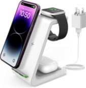 RRP £39.99 GEEKERA Wireless Charger, 3 in 1 Wireless Charging Station for iPhone, Phone and Watch