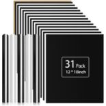 RRP £24.99 YRYM HT White and Black HTV Heat Transfer Vinyl Bundle - 31 Pack 12" x 10" Sheets Iron on