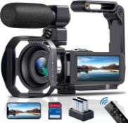 RRP £152.99 Camcorder 4K Video Camera 48MP 60FPS 18X Digital Zoom Camcorder WiFi IR Night Vision