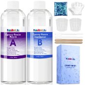 RRP £60 Set of 3 x Epoxy Resin - 800ml / 850g Crystal Clear Epoxy Resin for Casting and Coating -