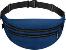 Ryaco Set of 2 x Waist Pack Water Resistant Fanny Pack 3 Pockets Workout Pouch with Adjustable