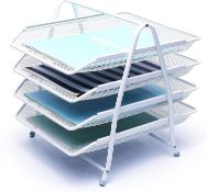 RRP £16.99 EXERZ Letter Trays 4 layers, Free Standing Paper Sorter - Desk Organiser - File