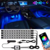 RRP £36 Set of 2 x Car Underglow Lights LED Strip Lights for Cars USB with App Control RGB