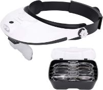 RRP £24.99 Head Mounted Magnifier Hands Free Magnifying Glass with LED Light Illuminated Magnifier