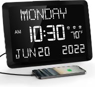 RRP £39.99 Mesqool Digital Calendar Day Clock, 11.5” Extra Large Dementia Clock with Clear