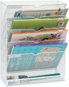 RRP £48 Set of 2 x TQVAI Wall File Organiser, 6-Tier Desk Tidy Stationary Organiser Magazine Rack A4