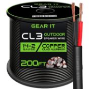 RRP £53.99 GearIT Outdoor Speaker Wire CCA 2x2.5mm? (60.96 Meters - Black) Copper Clad Aluminum -