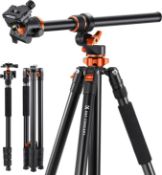 RRP £109 K&F Concept 90 inch/230cm Ultra High Camera Tripod,Horizontal Overhead Shooting Travel