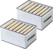 RRP £28 Set of 2 x 2-Pack Bekeify Drawer Organiser, 7 Compartments, Foldable Wardrobe for Clothes,