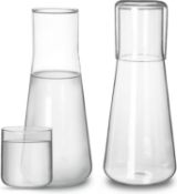 RRP £24.99 FNG8 Clear Bedside Water Carafe [2 Pack] - 800ml/26 fl. oz Borosilicate Glass Tumbler and