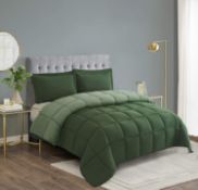 RRP £38.99 HIG 3 Piece Coverless Duvet Green King - 240 x 220cm - Solid Reversible 10.5 Tog