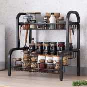 RRP £27.99 UMDONX Spices Organizers,Spice Rack 2 Tier Kitchen Countertop Standing Storage