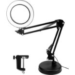 QWORK® Magnifying Lamp with Clamp & Base, 10X Magnifier Lamps, 3 Color Modes & 10 Brightness