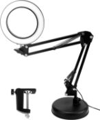 QWORK® Magnifying Lamp with Clamp & Base, 10X Magnifier Lamps, 3 Color Modes & 10 Brightness