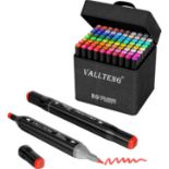 Vallteng 80 Colors Graphic Marker Pen Dual Tip Sketch Pen Twin Marker Double Ended Finecolour Sketch