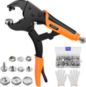RRP £33.99 Snap Fastener Tool, Kamtop Heavy Duty Snap Button Plier with 3 Dies and 30 Sets Metal