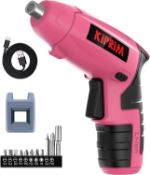 Small Women Pink Electric Screwdriver,Kiprim ES5 Cordless Screwdriver Tool with Rechargeable