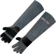 RRP £19.99 Leather BBQ Gloves,Heat Proof Grill Gloves,Heat Resistant Oven Mitts,BBQ Safety Gloves