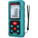 Laser Measure 50m/165ft with 2 Bubble Levels,M/In/Ft Unit switching Backlit LCD