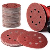 RRP £19.99 EZARC 125mm Sanding Discs, 180PCS Hook and Loop Sanding Pads, 8 Holes Orbital Sander