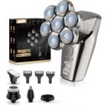 RRP £29.99 JIMSTER Head Shavers for Men, 7D Magnetic Head Shaver with 3 Speed for Close Shaving,