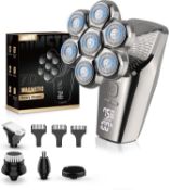 RRP £29.99 JIMSTER Head Shavers for Men, 7D Magnetic Head Shaver with 3 Speed for Close Shaving,
