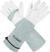 RRP £45 Set of 3 x SLARMOR leather Gardening Gloves for Women/Men - Thorn Proof Cowhide Leather