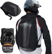 RRP £43.99 Motorcycle Hard Shell Backpack - Diamond Shape Carbon Fiber Motorbike Backpack Waterproof