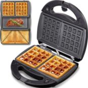RRP £29.99 Yabano Sandwiches Toaster 3 in 1 Toastie Makers Waffle Maker Machine & Panini Maker Grill