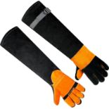 RRP £19.99 Leather BBQ Gloves,Heat Proof Grill Gloves,Heat Resistant Oven Mitts,BBQ Safety Gloves