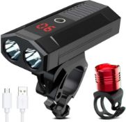 WAKYME Bike Light Set, Upgrade 5200mAh USB Rechargeable Bicycle Light with Power Bank Function and