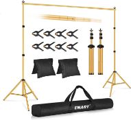 RRP £54.99 EMART Backdrop Stand Gold, 2m x 3m Adjustable Background Kit with Carry Bag for Photo