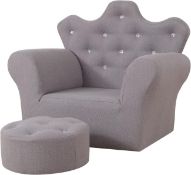 RRP £79.99 PWTJ Children’s Sofa/Kid Upholstered Chair with Ottoman/Kid Sofa with Crystal Button