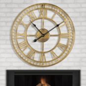 RRP £29.99 HAITANG 40cm Large Metal Iron Retro Wall Clock Silent Non-Ticking Battery Operated