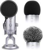 RRP £48 Set of 3 x ChromLives 2pcs Microphone Furry Windscreen Mic Cover Foam for Blue Yeti +