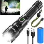 RRP £29.99 Goreit Torches Led Super Bright Rechargeable,20000 Lumens USB Tactical Torch,Xhp70.2