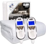RRP £94.99 GlamHaus Double Size Electric Blanket - Fitted Mattress Bed Cover - Premium White Diamond