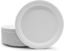 RRP £32 Set of 4 x Zuvo Disposable Plates 50 Pack - 100% Compostable White Paper Plates 7 Inch -