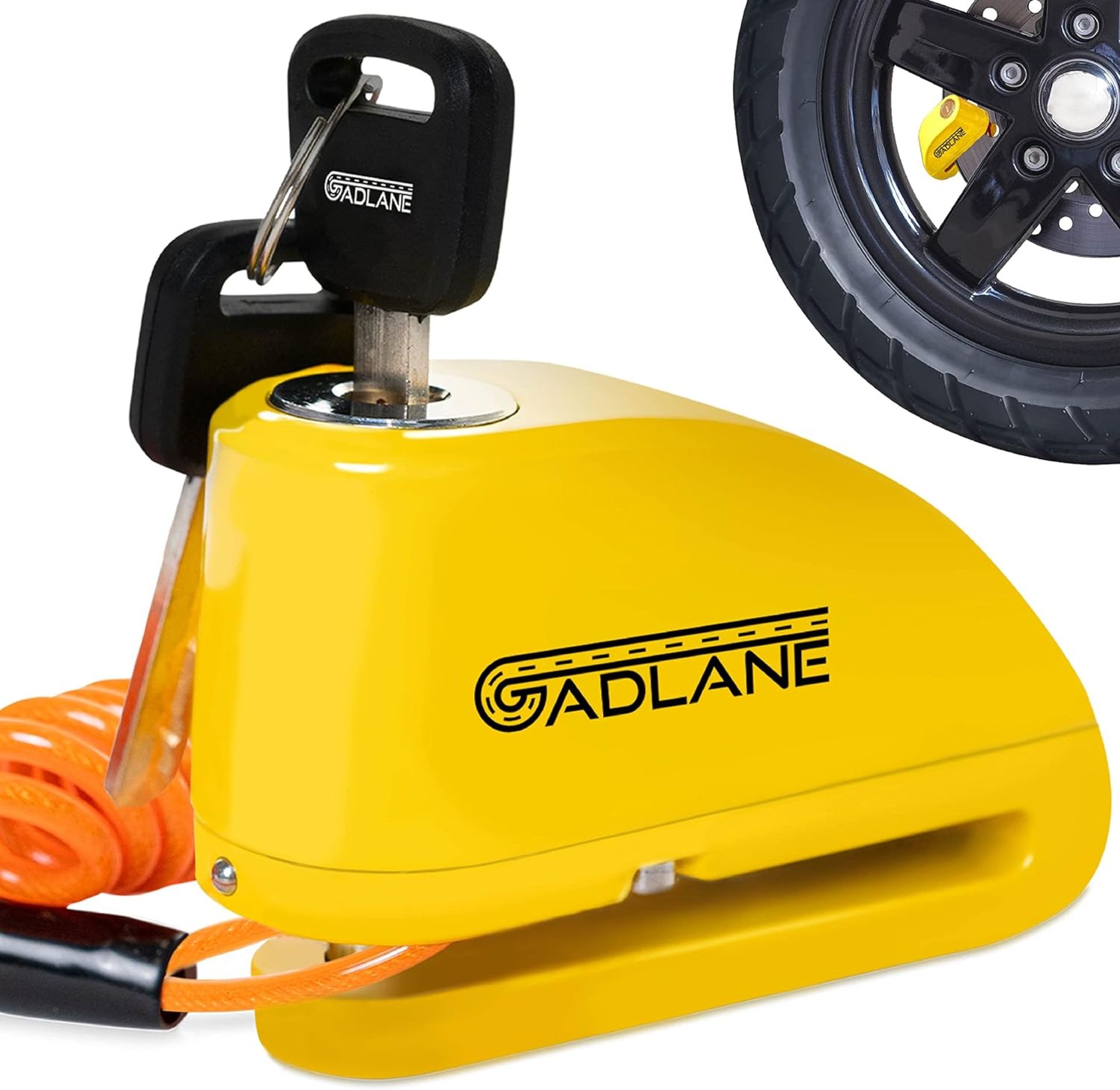 RRP £19.99 GADLANE Motorcycle Alarm Disc Lock - 110dB High Security Waterproof Alarm Lock