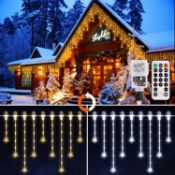 RRP £24.99 GreenClick Icicle Lights Outdoor, 10M 300 LED Christmas Lights Warm to Cool Star