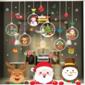 RRP £100 Set of 10 x Viilich 15-Sheets Christmas Window Stickers, Peeping Santa & Rudolph Snowflakes