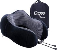 RRP £33 Set of 3 x CUQOO Memory Foam Neck Travel Pillow with Travel Bag – Lightweight Neck Pillow