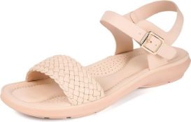 RRP £50 Set of 2 x Women's Open Toe Flat Sandals with Arch Support for Ladies,7 UK