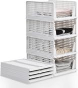 RRP £30.99 BTGGG 4 Pack Wardrobe Storage Organiser Stackable Drawer Organiser Collapsible Storage