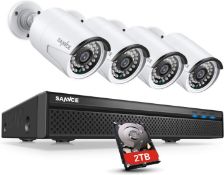 RRP £315 SANNCE 5MP POE CCTV Camera System, 8CH NVR Recorder IP Camera, Audio Recording, P2P, Motion