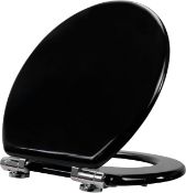 RRP £39.99 Fanmitrk Natural Solid Wood Toilet Seat-Black Wooden Toilet Seat