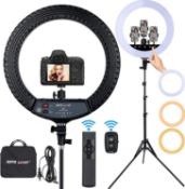 RRP £89.99 Upgraded 18 inch LED Ring Light with Tripod Stand, Selfie Ring Light with Touch Panel,