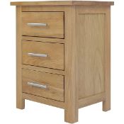 RRP £94.99 AERATI OAK Bedside Table Cabinet Bedside Chest of Drawers 3 Drawer Bedside Cupboard 56 cm