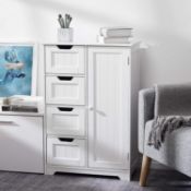 RRP £64.99 Meerveil Bathroom Storage Cabinet with 4 Drawers 1 Door Adjustable Partition Wooden